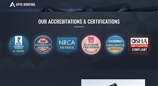 Roofing accreditation badges BBB GAF safety certifications